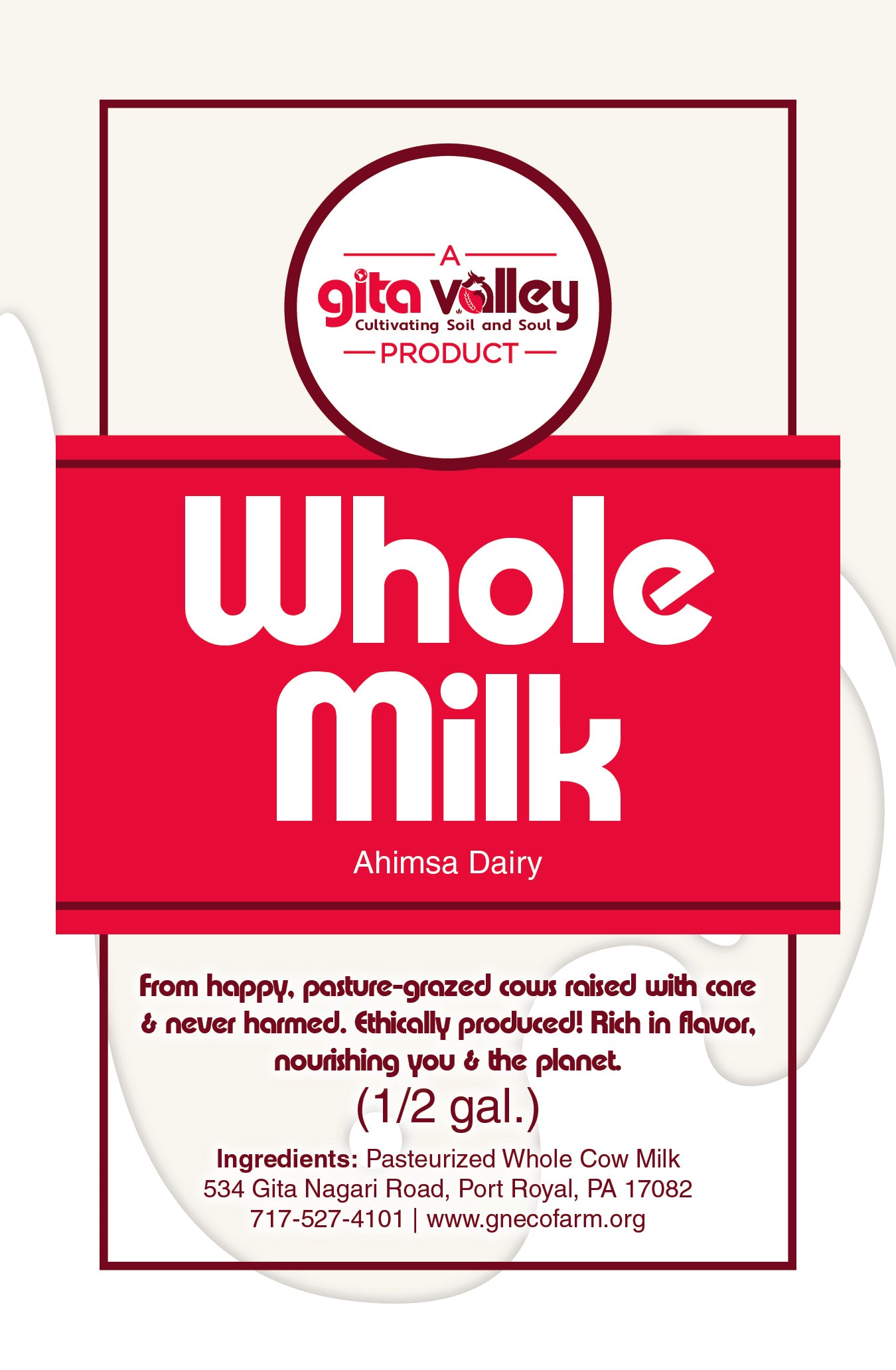 Ahimsa Whole Milk — 1/2 gallon