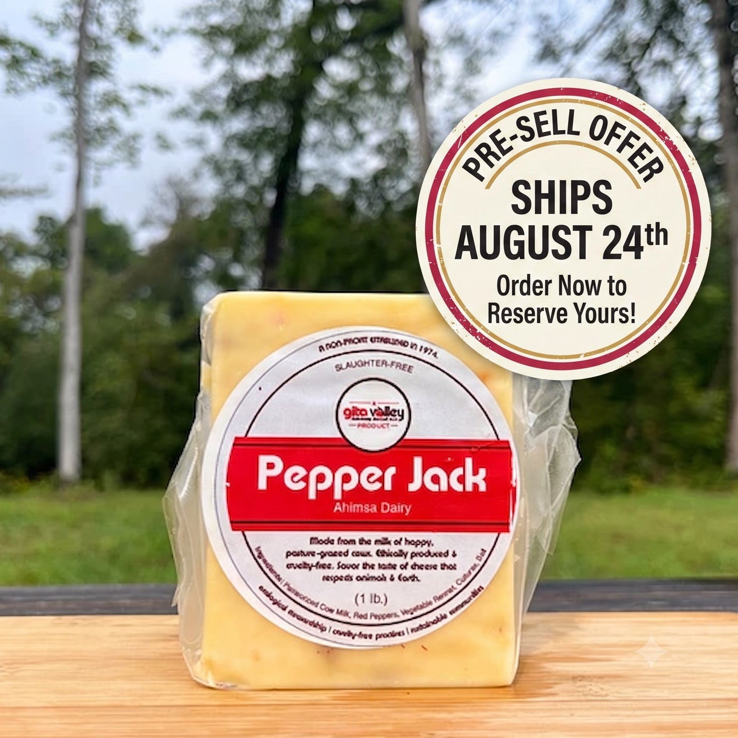 Ahimsa Pepper Jack Cheese — 1 lb **PRE-ORDER** Ships Aug 24th